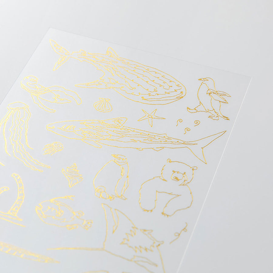 Gold Foil Journaling Transfer Sticker - Sea Creatures