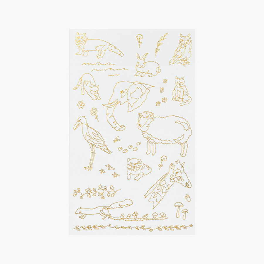 Gold Foil Journaling Transfer Sticker - Land Animals