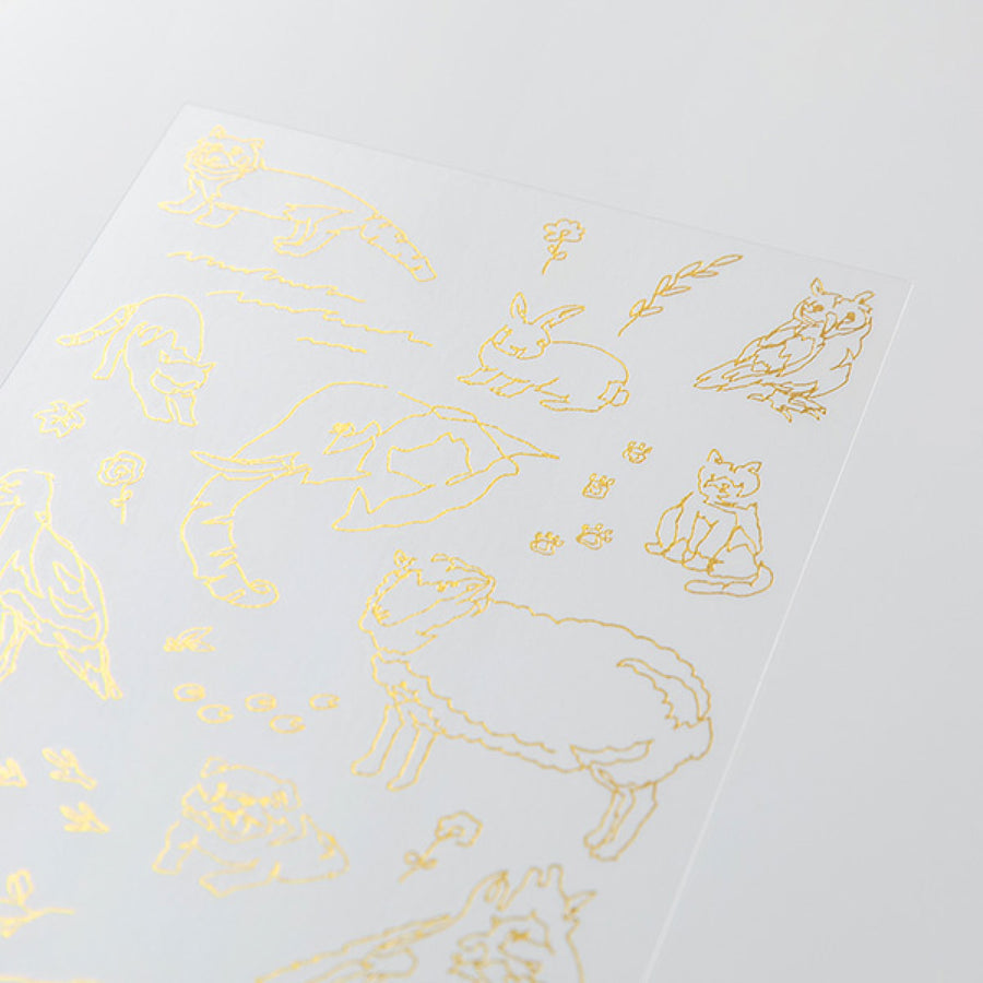 Gold Foil Journaling Transfer Sticker - Land Animals