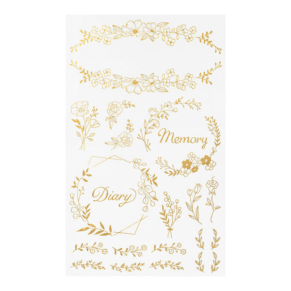 Gold Foil Journaling Transfer Sticker - Flowers