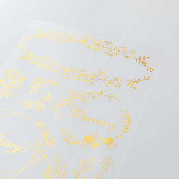 Gold Foil Journaling Transfer Sticker - Flowers