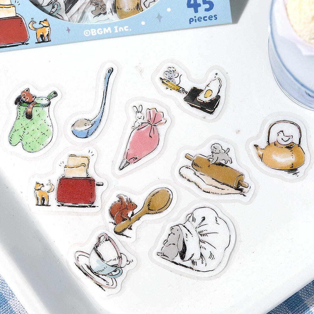 Mini Animals Foil Stamped Stickers - Cooking