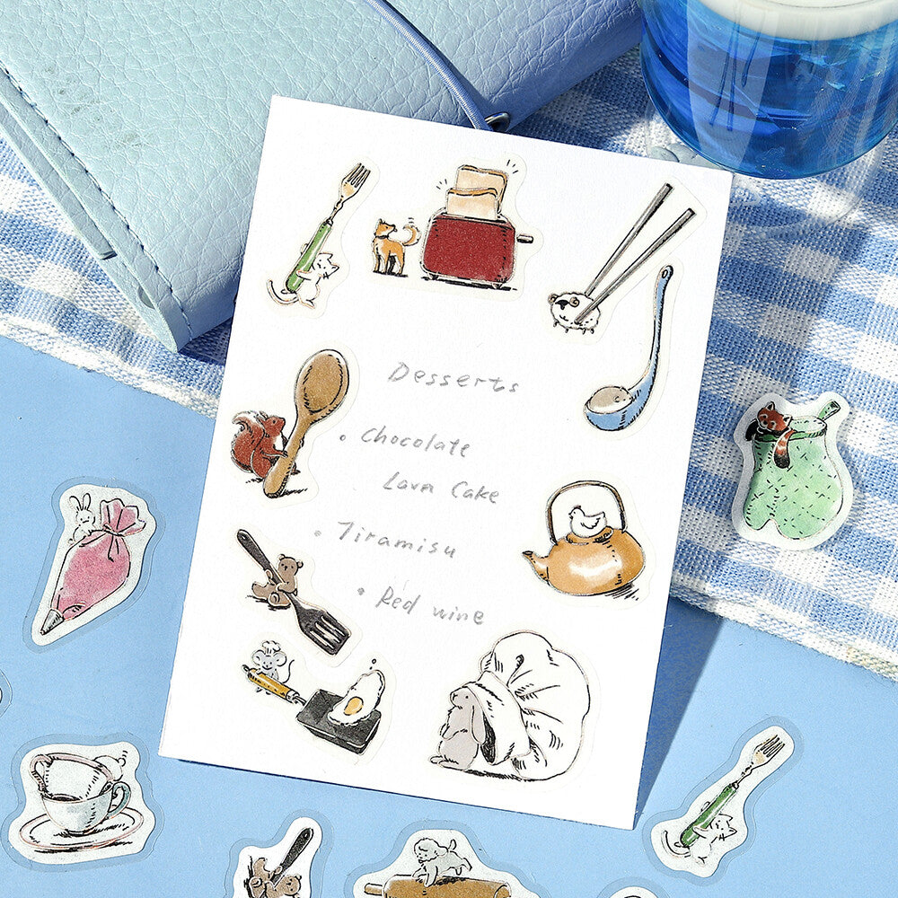 Mini Animals Foil Stamped Stickers - Cooking