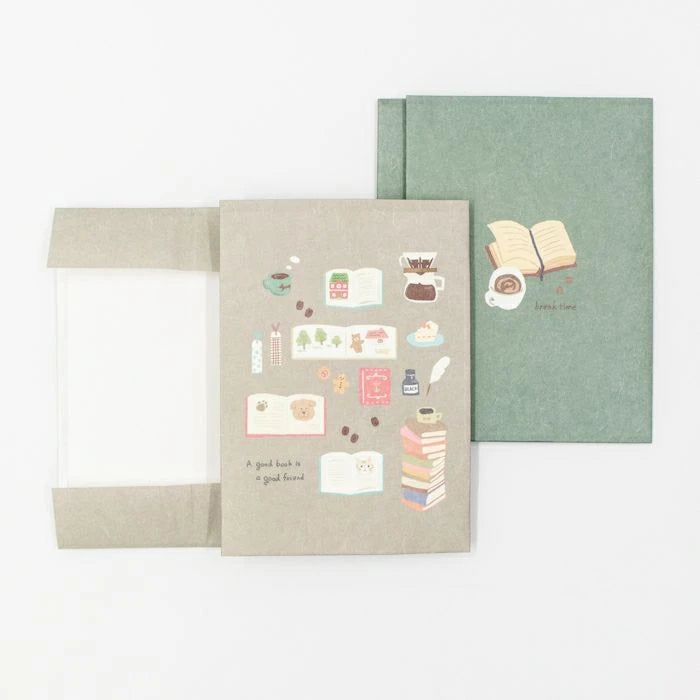 Mino Washi A6 Book Covers - Books and Coffee (Set of 2)