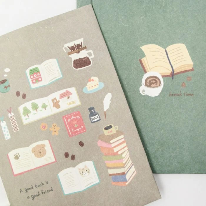 Mino Washi A6 Book Covers - Books and Coffee (Set of 2)