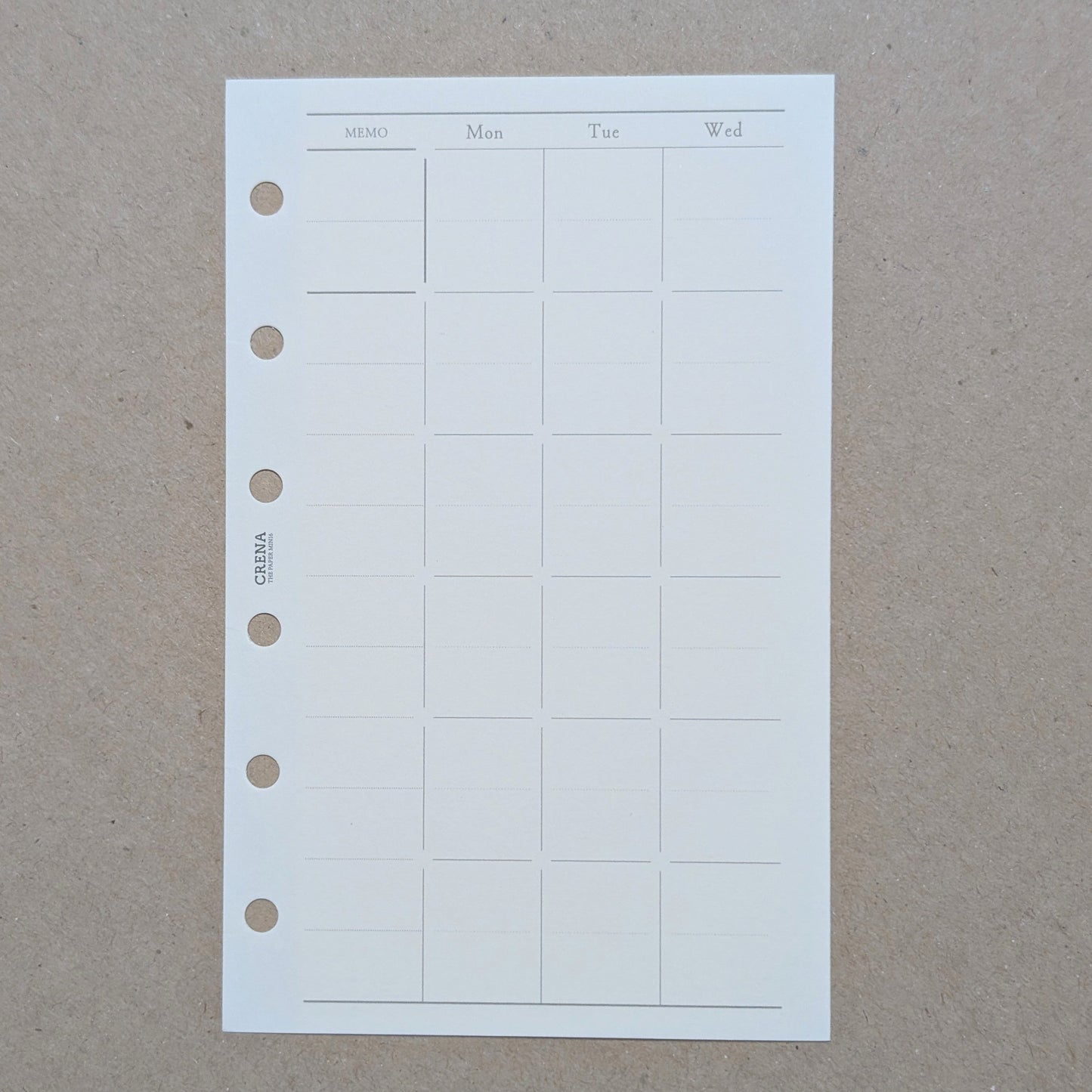 Crena Monthly Planner Organiser Refill - A7/M6