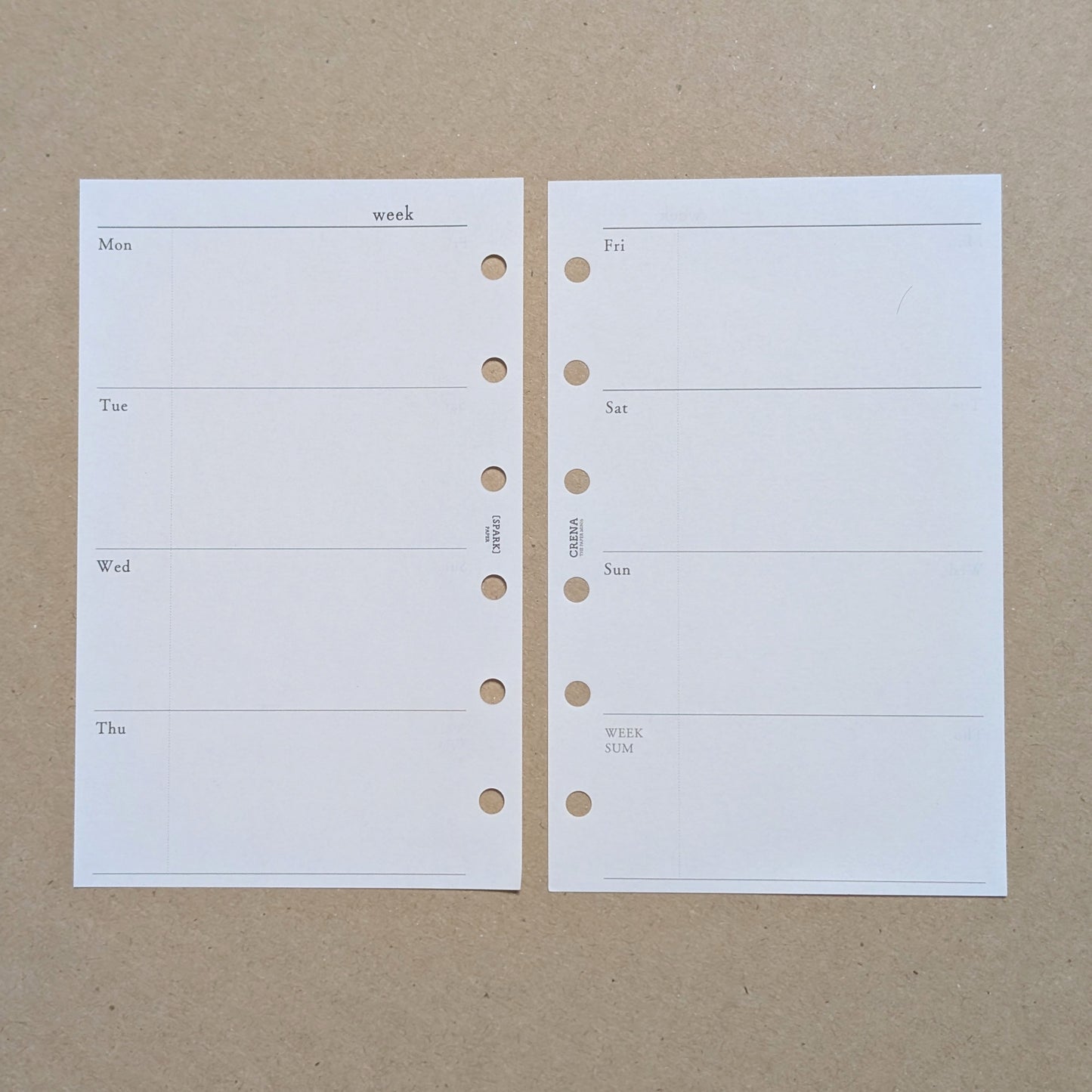 Crena Spark Organisers Refill Weekly Planner - A7/M6