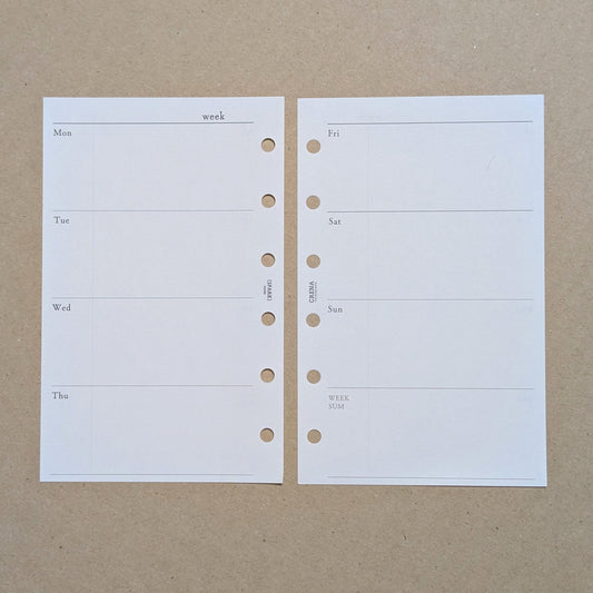 Crena Spark Organisers Refill Weekly Planner - A7/M6