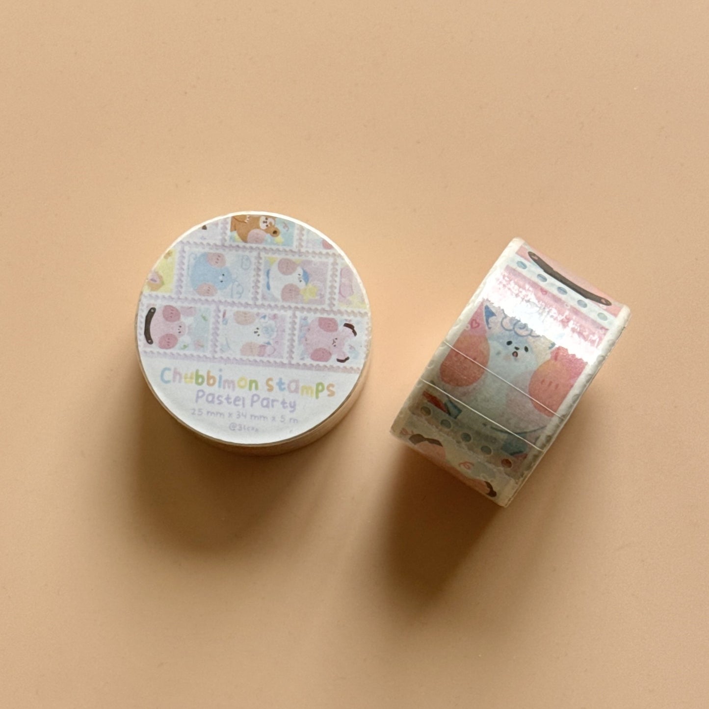 Chubbimon Stamp Washi Tape - Pastel Party