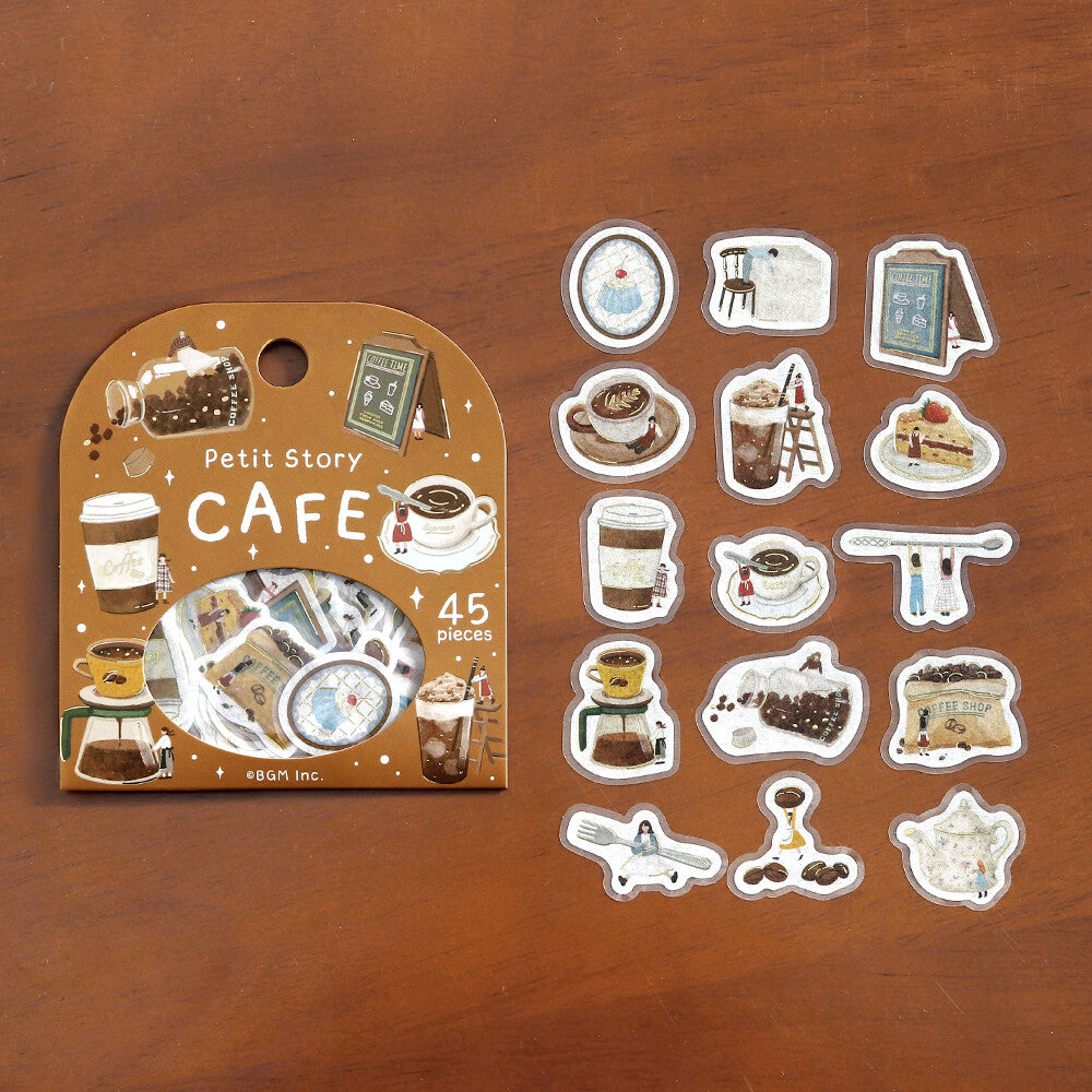Petit Story Foil Stamped Stickers - Cafe