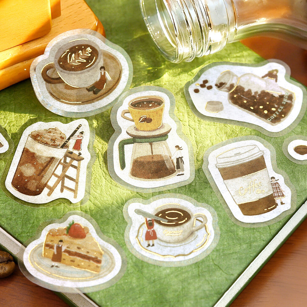 Petit Story Foil Stamped Stickers - Cafe