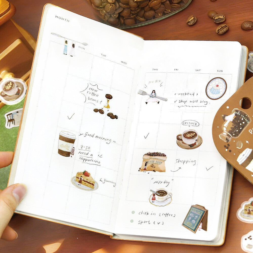 Petit Story Foil Stamped Stickers - Cafe
