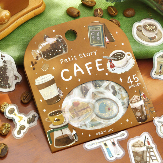Petit Story Foil Stamped Stickers - Cafe