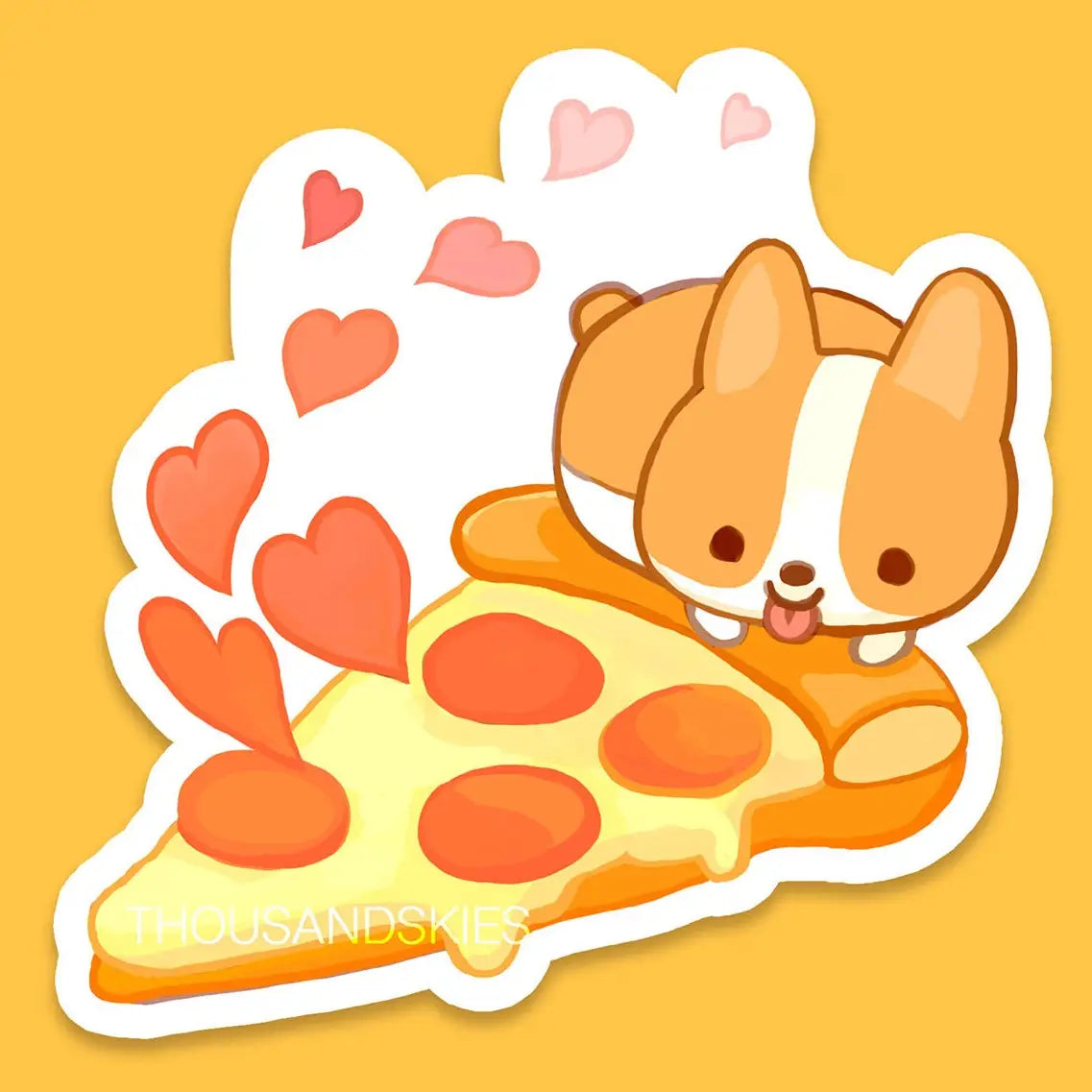 Pizza Lover Corgi Vinyl Sticker