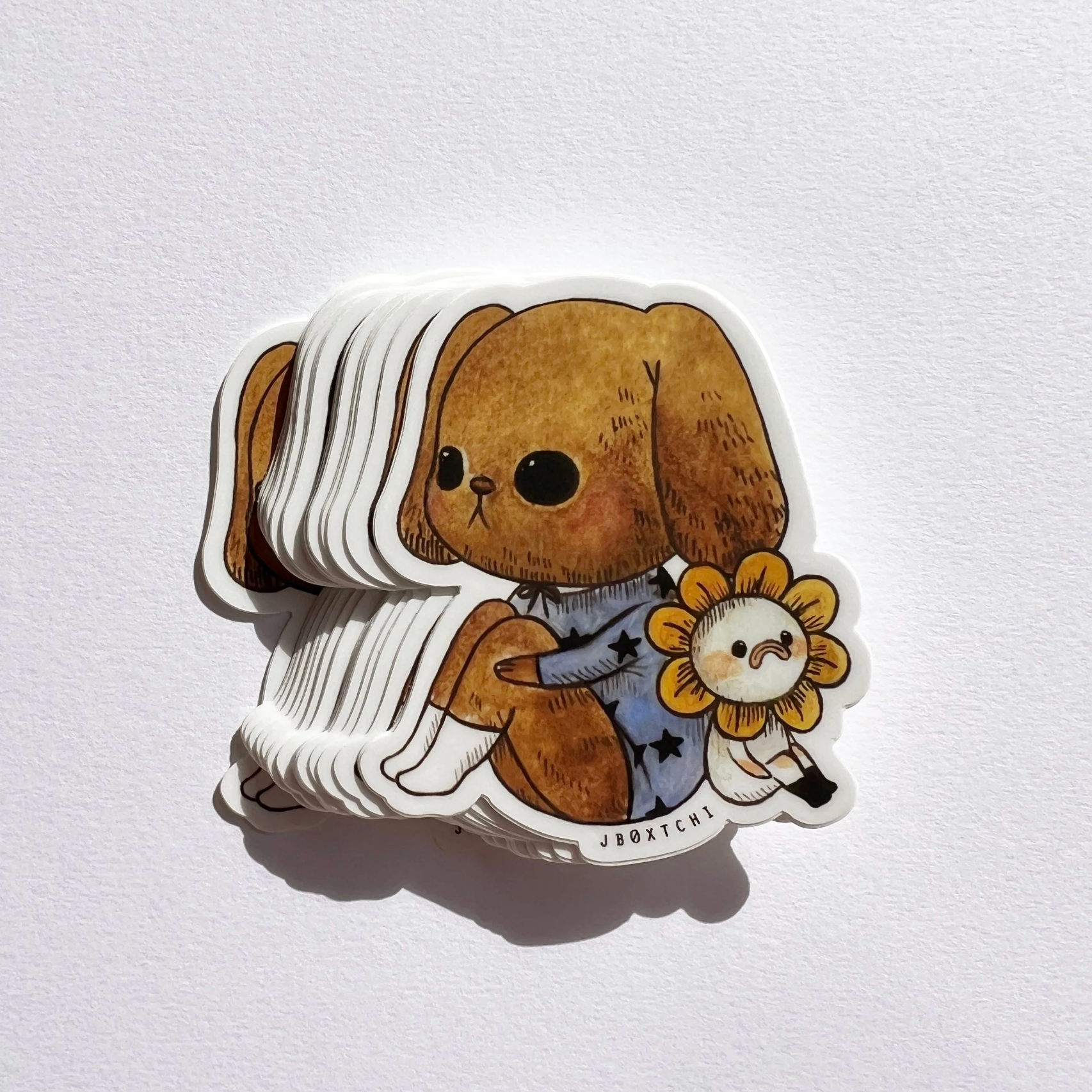 Puppy and Flowers Die-Cut Sticker