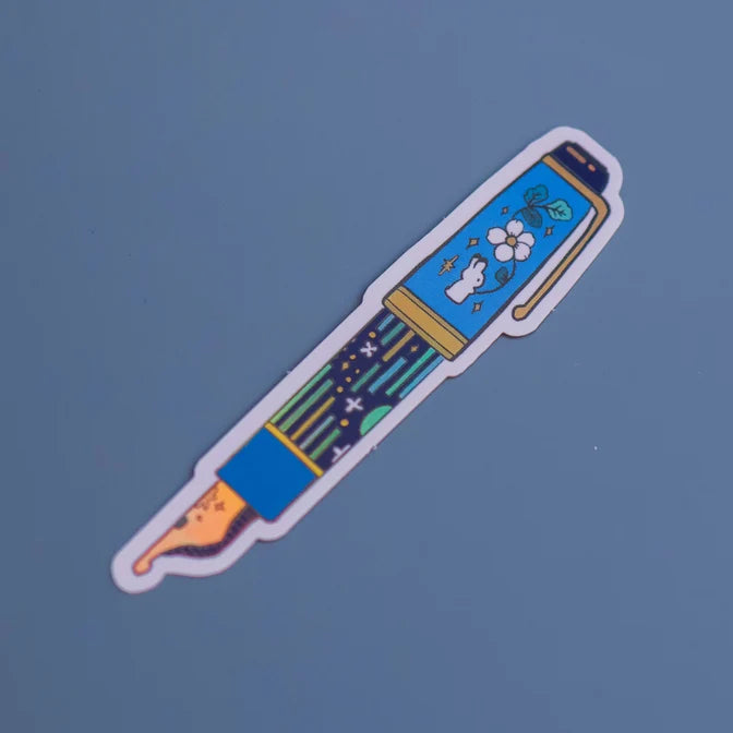 Rabbit Fountain Pen Vinyl Sticker (Holographic)