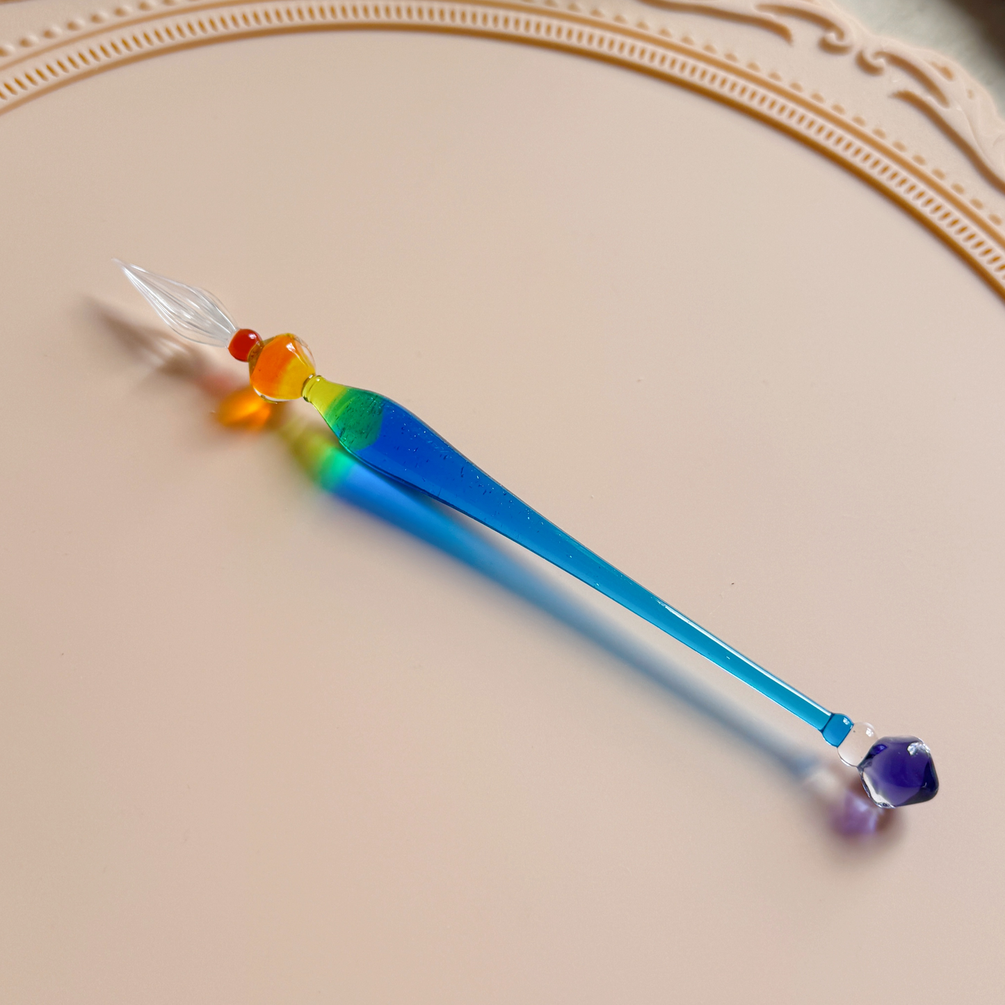 Handmade Icicle Glass Pen - Rainbow