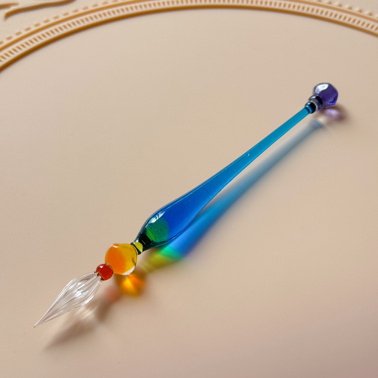 Handmade Icicle Glass Pen - Rainbow