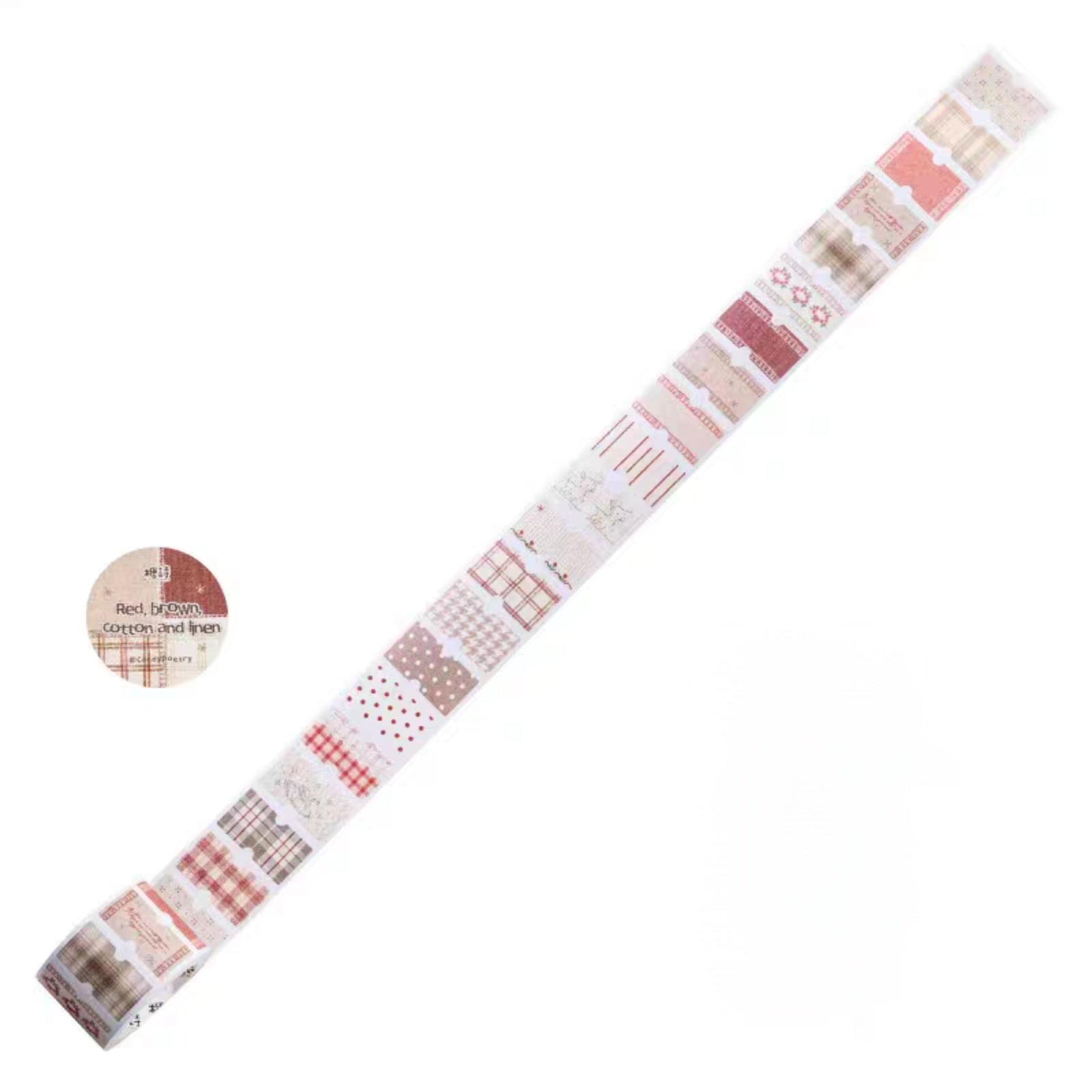 Candy Poetry - Red Brown Cotton & Linen Sticker Roll