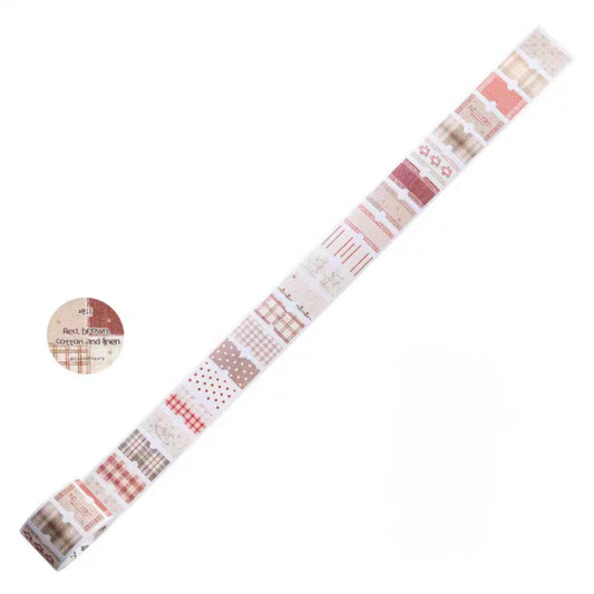 Candy Poetry - Red Brown Cotton & Linen Sticker Roll