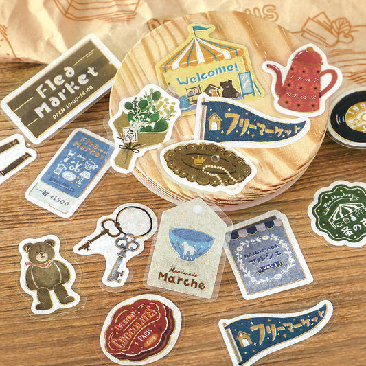 Retro Stroll Gold Foil Stamped Stickers - Flea Market