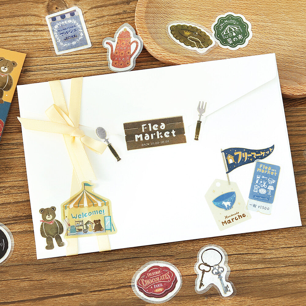 Retro Stroll Gold Foil Stamped Stickers - Flea Market