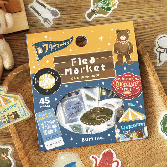 Retro Stroll Gold Foil Stamped Stickers - Flea Market