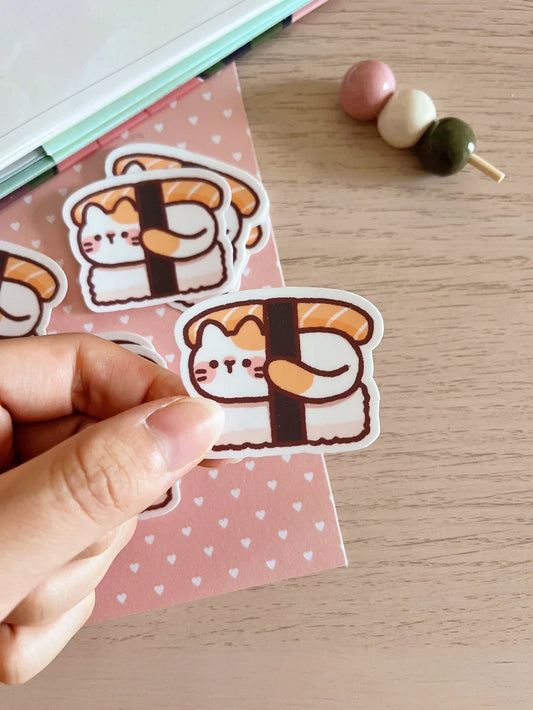 Salmon Nigiri Sushi Cat Sticker