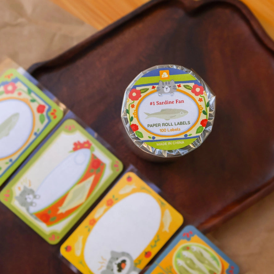 Sardine Fan Paper Roll Labels