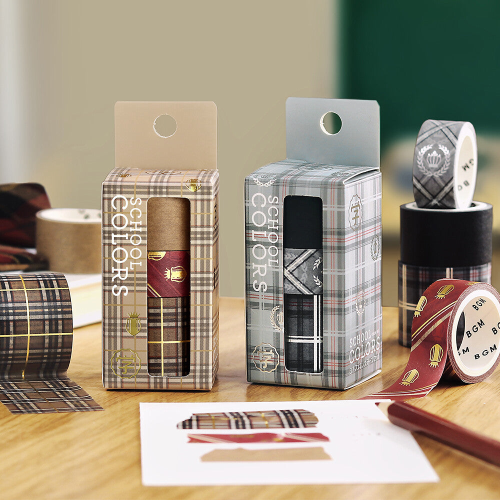 Japanese School Colours Foil Stamped Washi Tape Set
