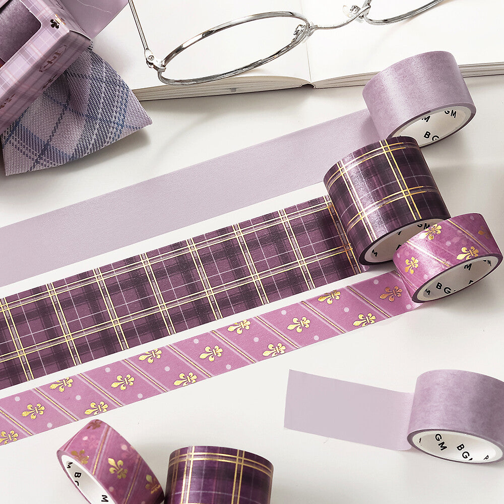 Japanese School Colours Foil Stamped Washi Tape Set - Mauve Pink