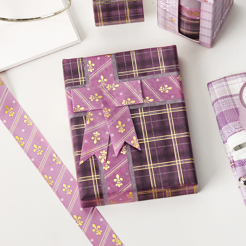 Japanese School Colours Foil Stamped Washi Tape Set - Mauve Pink