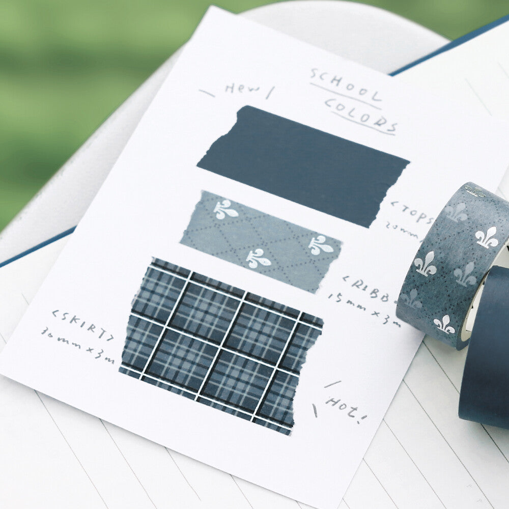 School Colours Foil Stamped Washi Tape Set - Smoke Blue