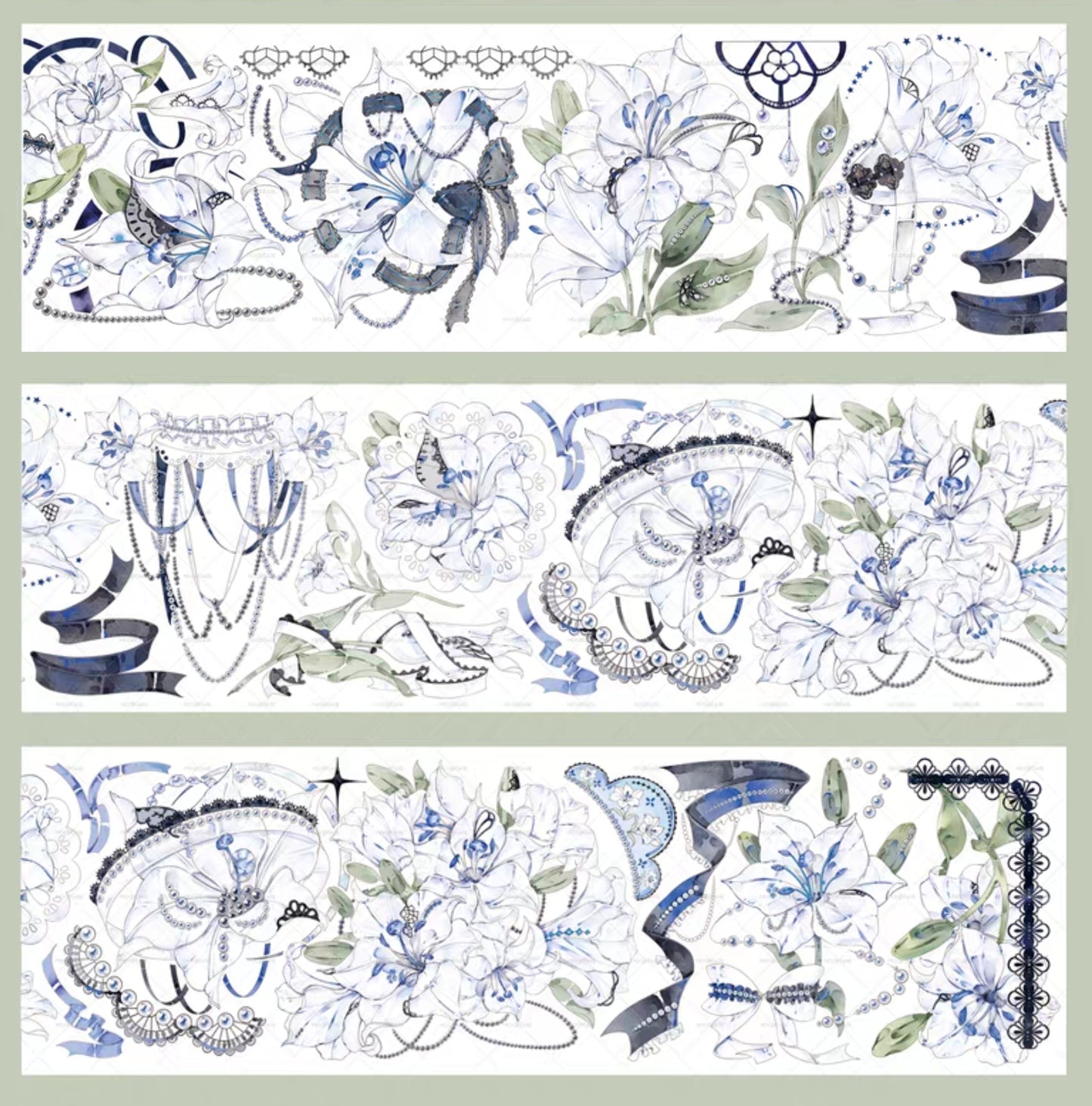 Elegant Blue Lily PET Tape