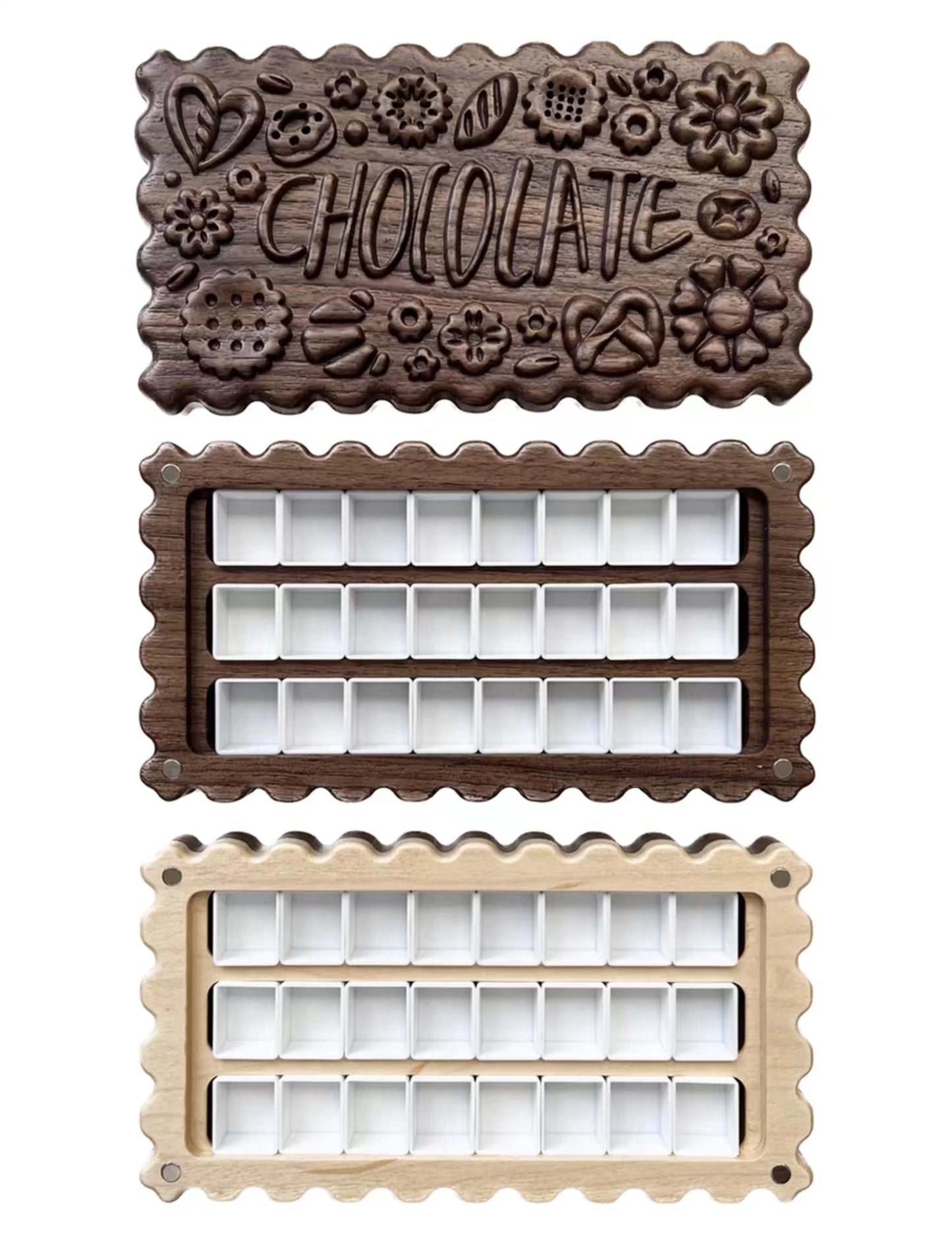 Chocolate Cookie 48 Pan Walnut Wood Watercolour Palette