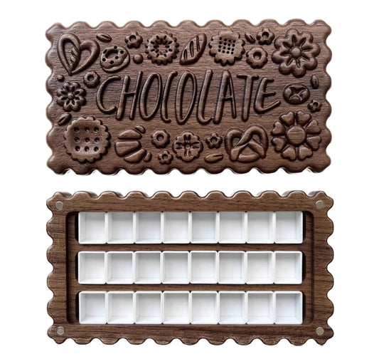 Chocolate Cookie 24 Pan Walnut Wood Watercolour Palette