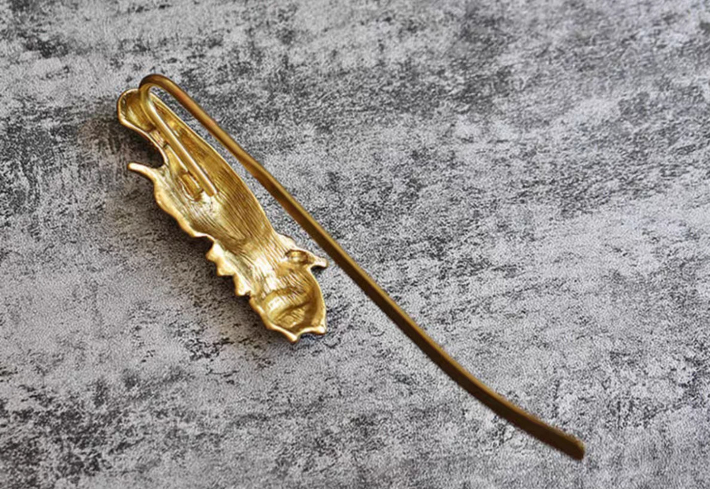 Victorian Gilt Brass Rose in Hand Bookmark