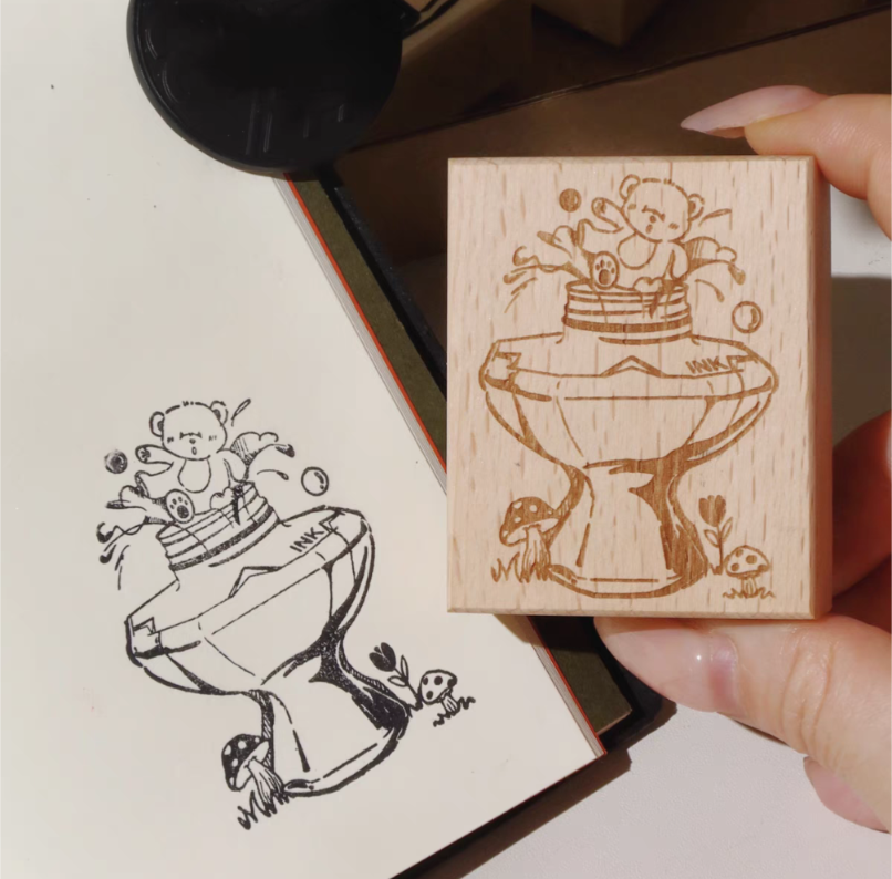 Mushroom Ink Bottle Stamp