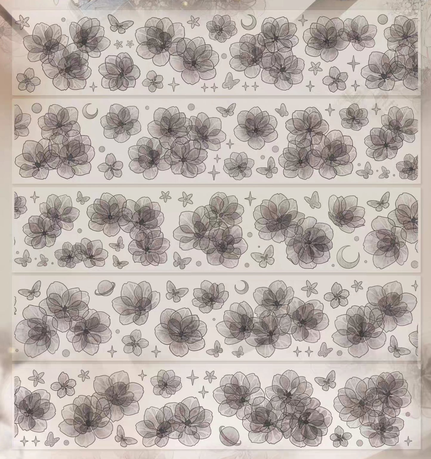 Shadow of Flowers Kiss-Cut Holographic Stamped PET Tape