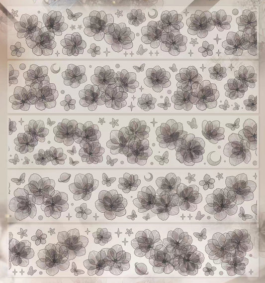 Shadow of Flowers Kiss-Cut Holographic Stamped PET Tape