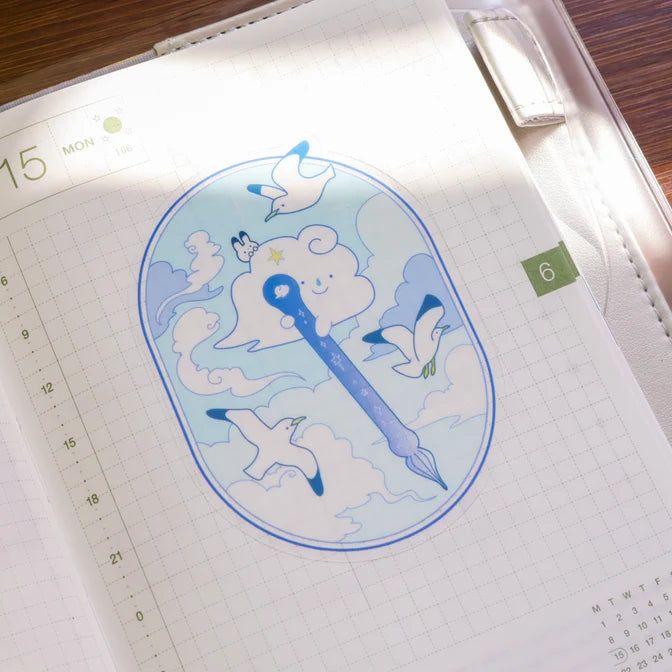 Sky Glass Pen Vinyl Sticker (Transparent)