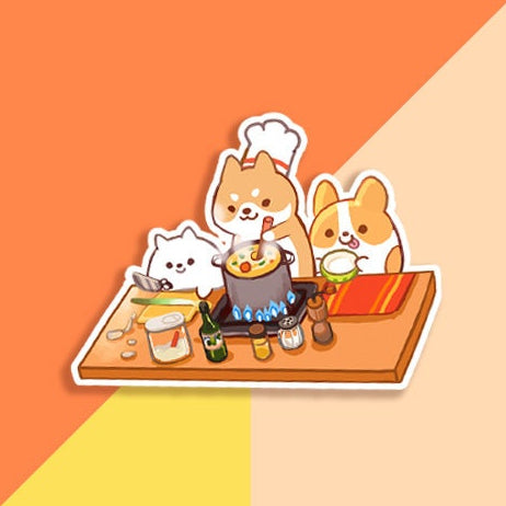 Soup Season - Corgi, Shiba, and Pom Vinyl Sticker