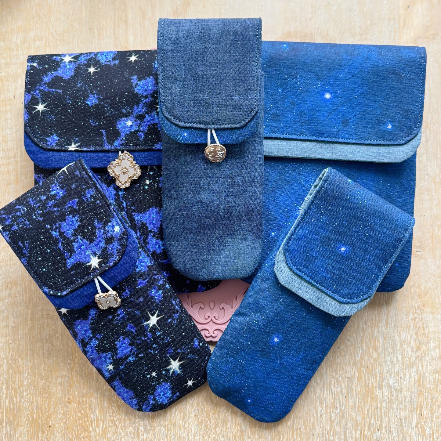 Handmade Reverse Starry Night 3 Slot Pen Case