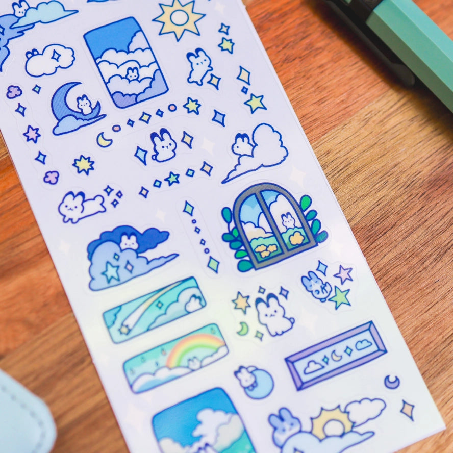 Cloudy Bunnies Clear Sticker Sheet