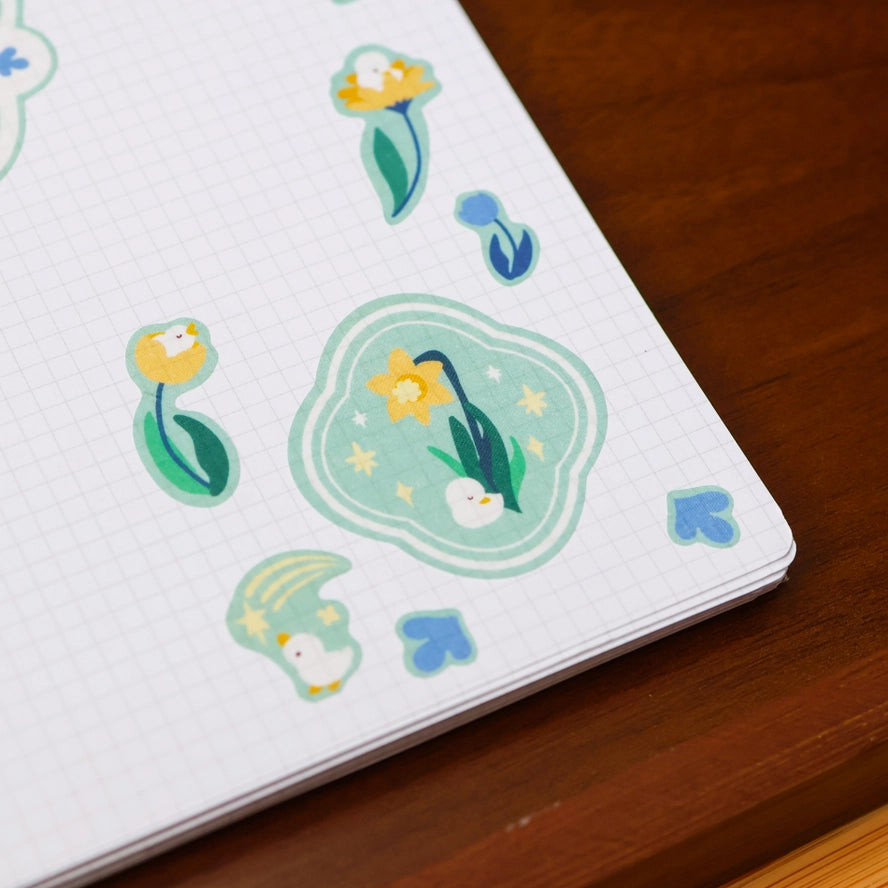 Flower Duck Washi Sticker Sheet