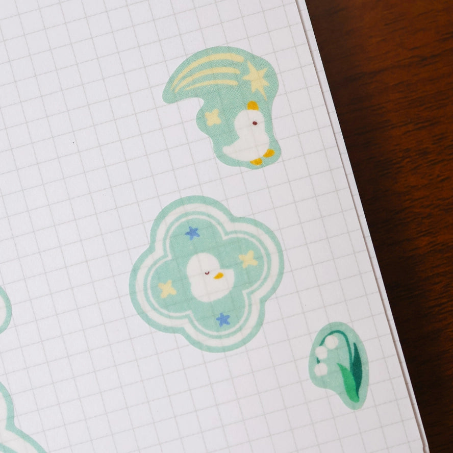 Flower Duck Washi Sticker Sheet