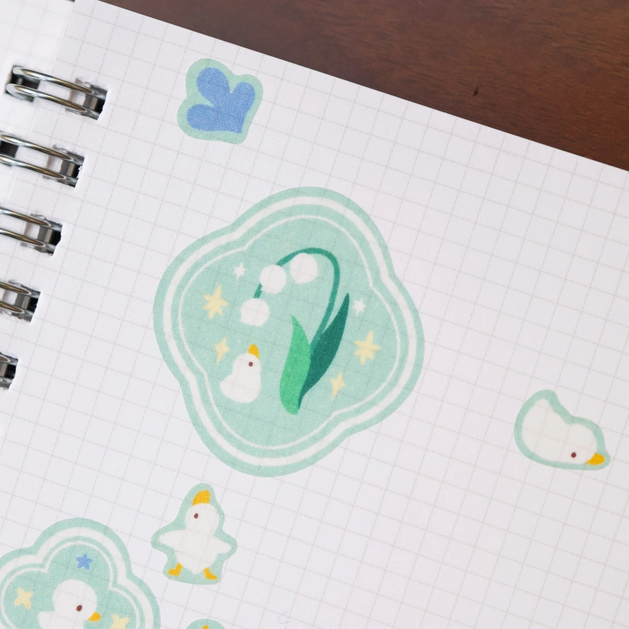 Flower Duck Washi Sticker Sheet
