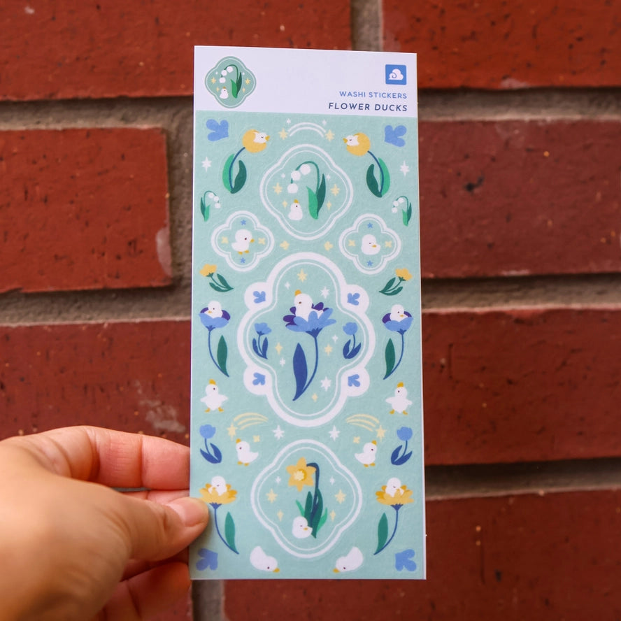 Flower Duck Washi Sticker Sheet
