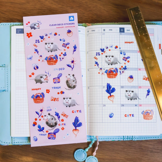 Hangry Opposum Clear Sticker Sheet