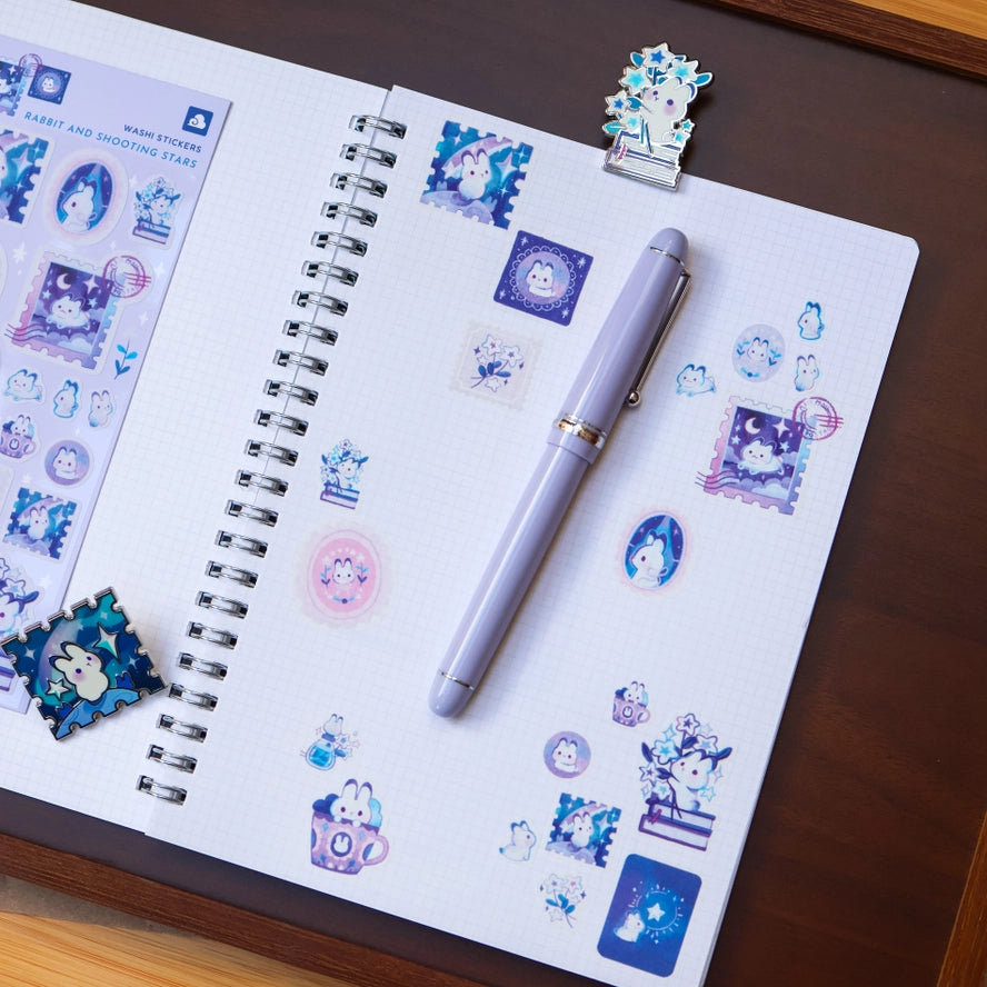 Rabbit and Shooting Stars Washi Sticker Sheet